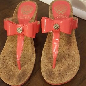 Vince Camuto Melon wedges worn twice, sz 6.5